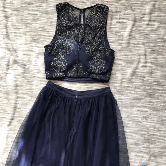 Two Piece Embellished Long Prom / Homecoming Dress - Picture 7 of 8